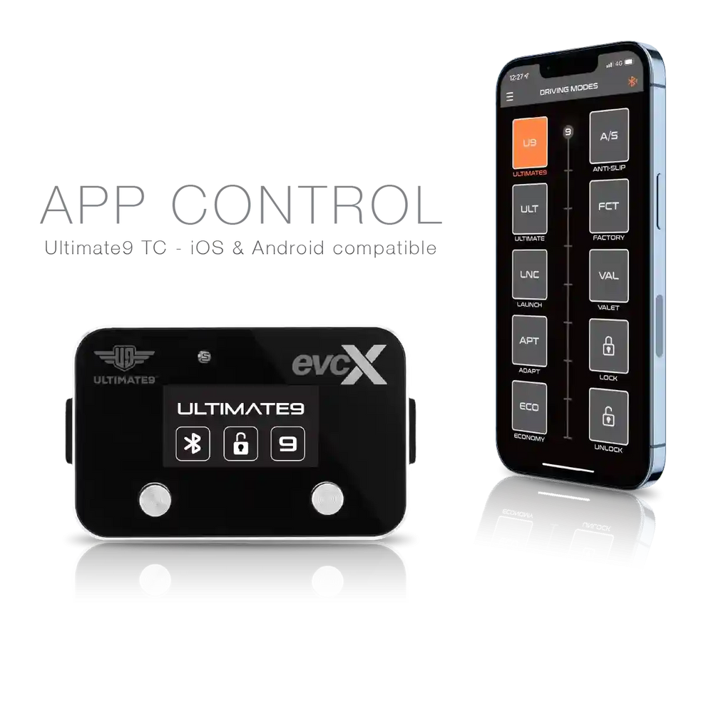 Ultimate9 TC App interface showing Lock Mode and Ultimate Mode settings on a smartphone